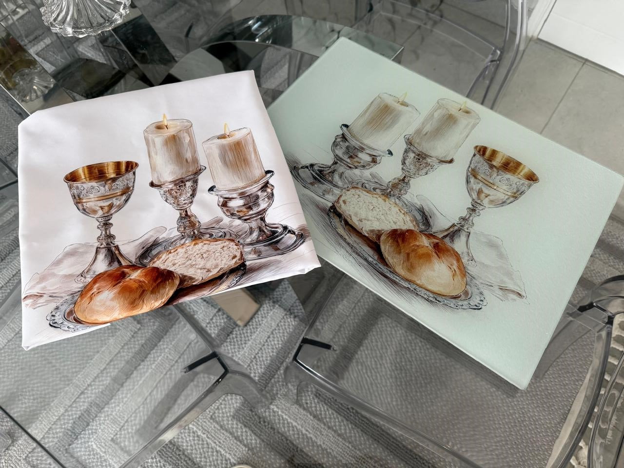 Challah Glass Board and Cover