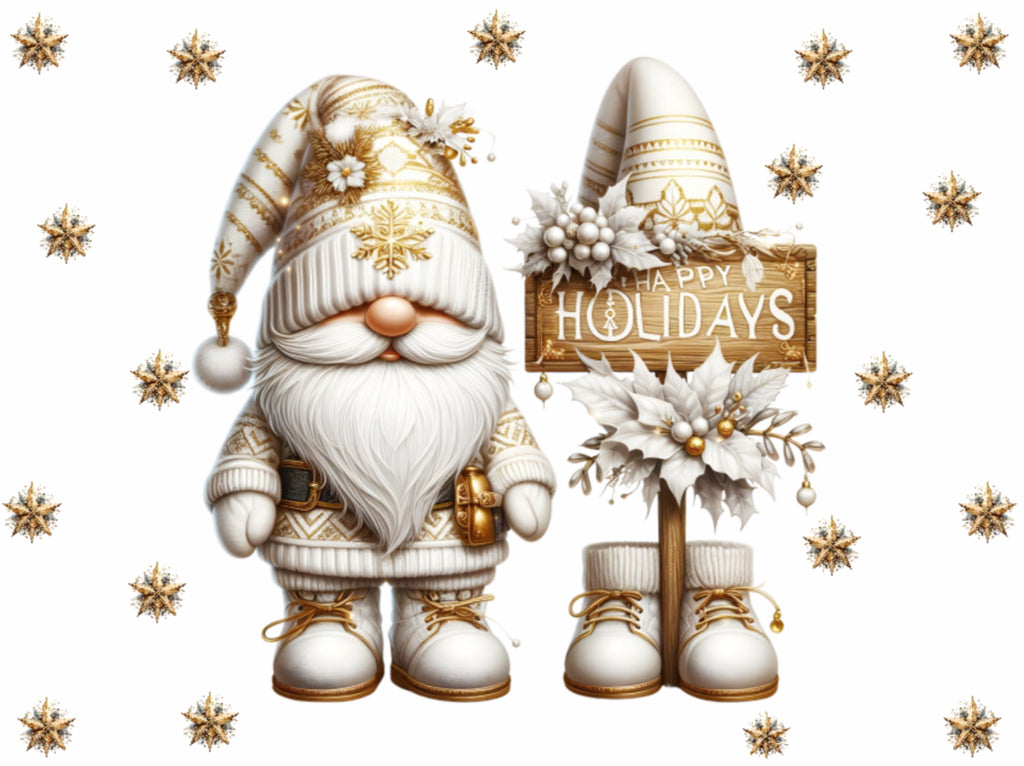 Gold and white Gnomes placemats