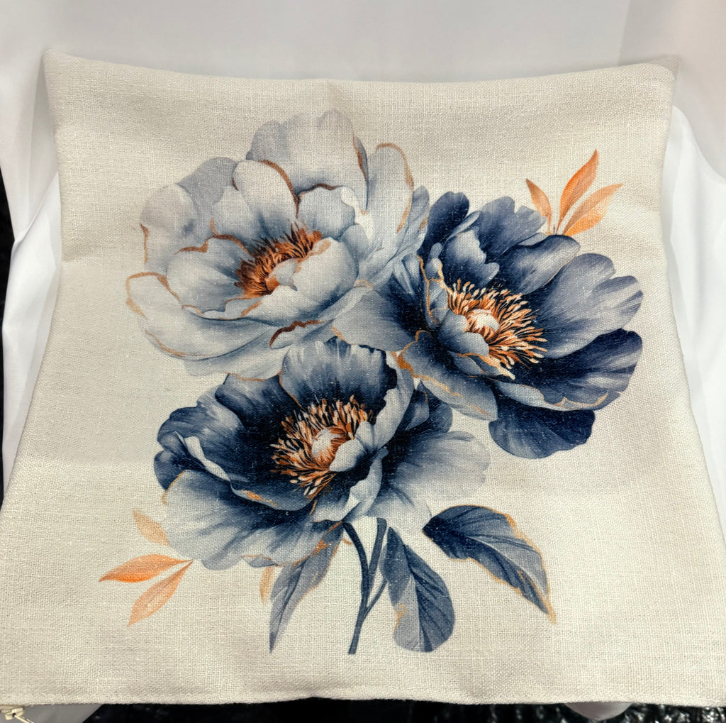 Linen floral cushion covers