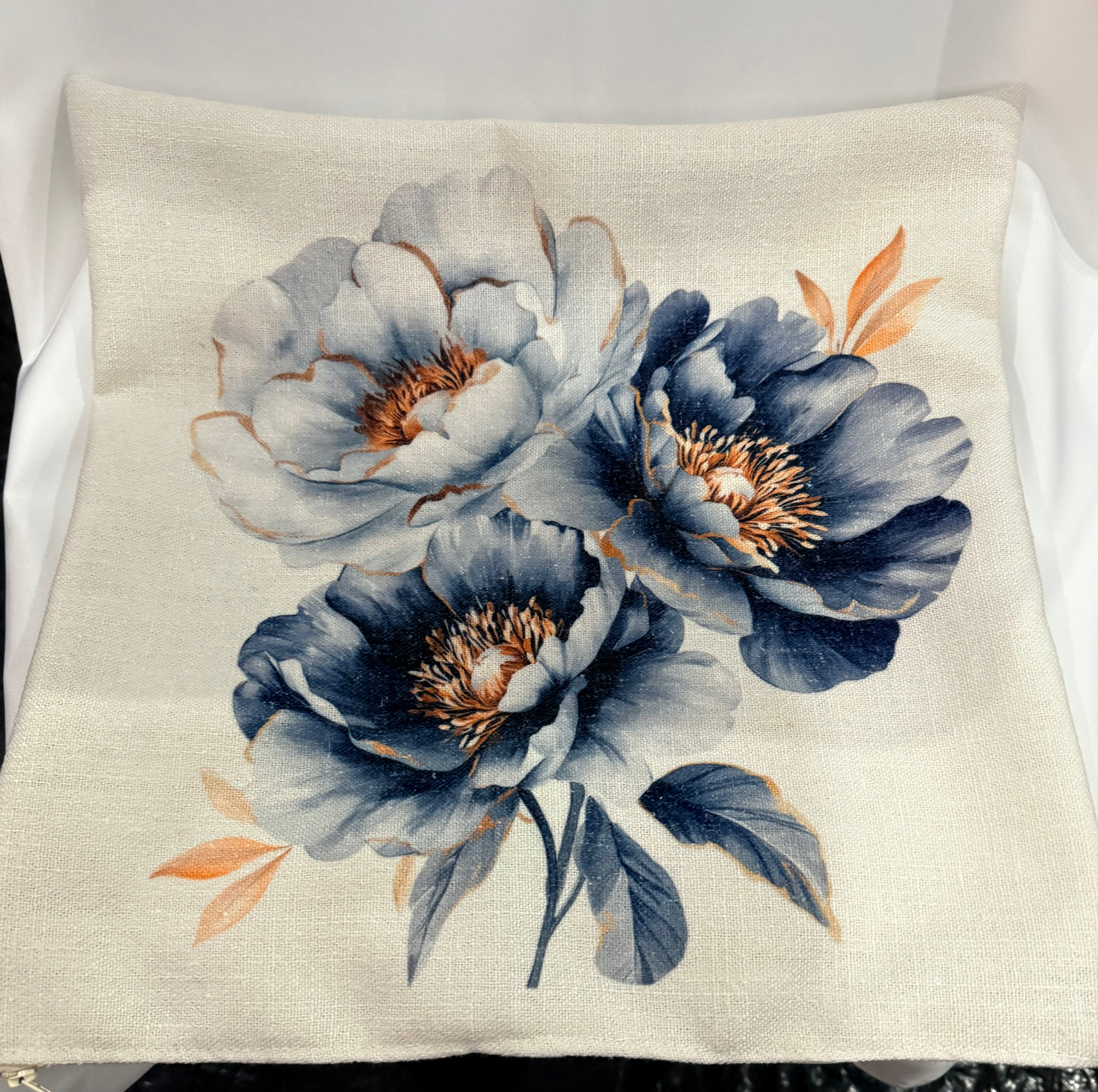 Linen floral cushion covers